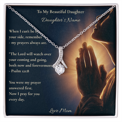 Personalised necklace on a To My Beautiful Daughter card with Psalm 121:8, a Christian gift from mom