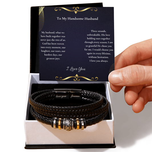 To My Handsome Husband — I Would Choose You Again In Every Lifetime | Faith Bracelet Card ⭐