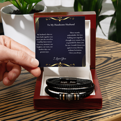 To My Handsome Husband — I Would Choose You Again In Every Lifetime | Faith Bracelet Card ⭐