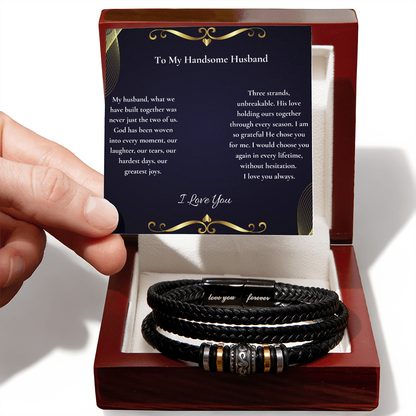 To My Handsome Husband — I Would Choose You Again In Every Lifetime | Faith Bracelet Card ⭐