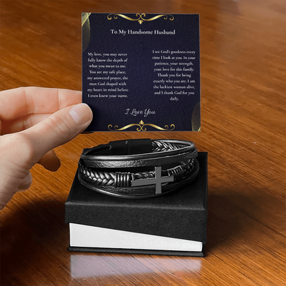 To My Handsome Husband — God Shaped You With My Heart In Mind | Faith Bracelet Card ⭐