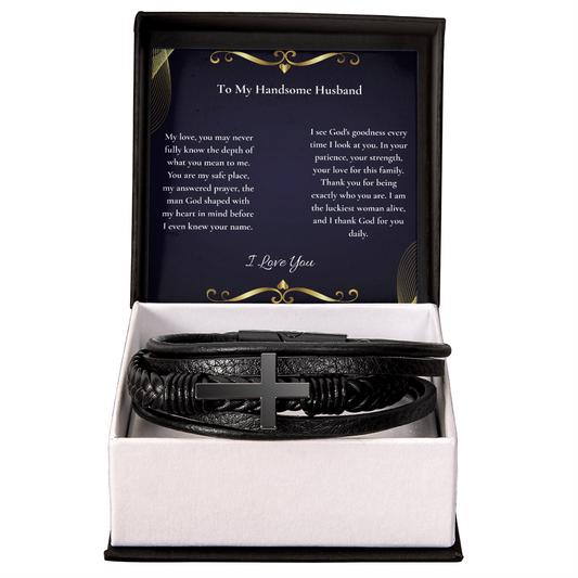 To My Handsome Husband — God Shaped You With My Heart In Mind | Faith Bracelet Card ⭐