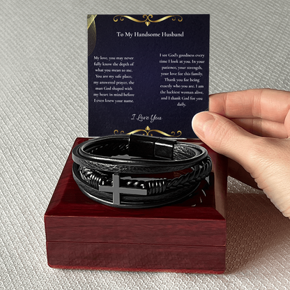 To My Handsome Husband — God Shaped You With My Heart In Mind | Faith Bracelet Card ⭐